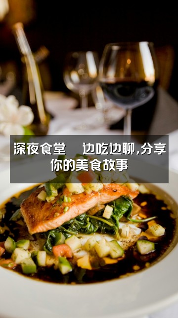 抖音沐辰𝐹𝑀视频封面：深夜食堂🍜边吃边聊，分享你的美食故事